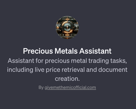 Precious Metals Assistant GPT guide cover featuring AI-themed design.